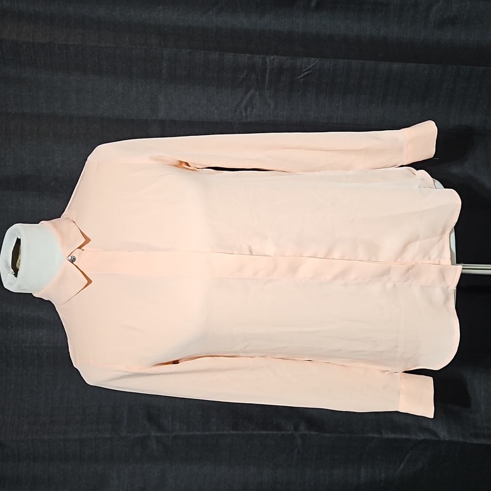 Peach long sleeve button down blouse